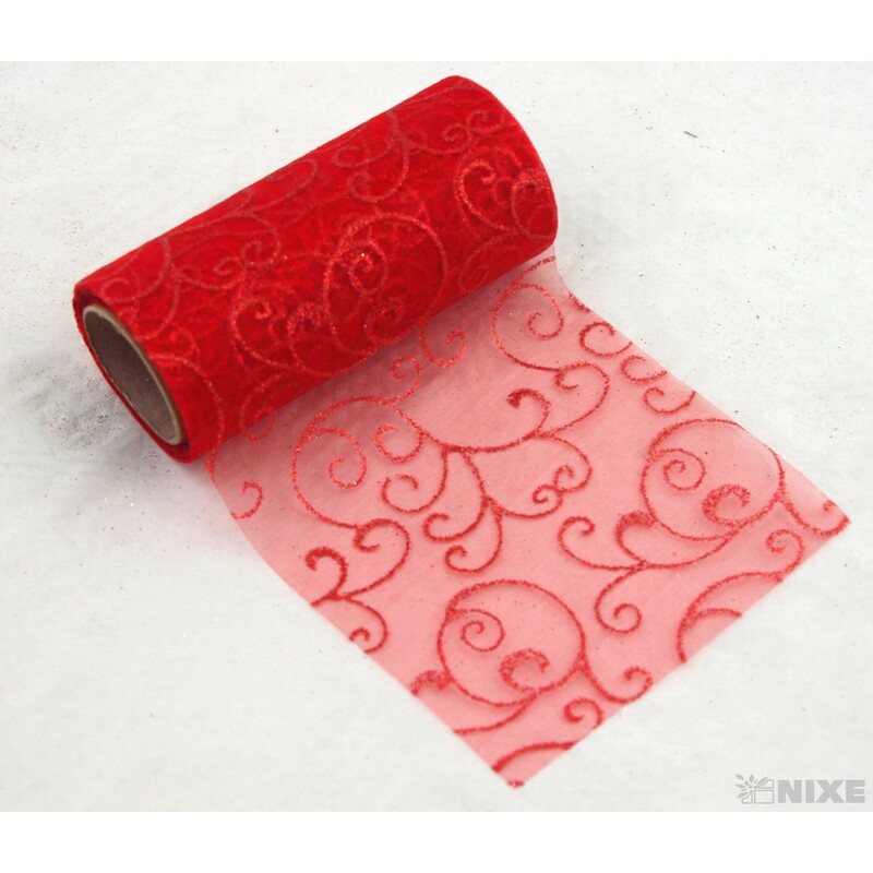 ORGANZA GLITR 38 12cmx10yd*ČERVENÁ