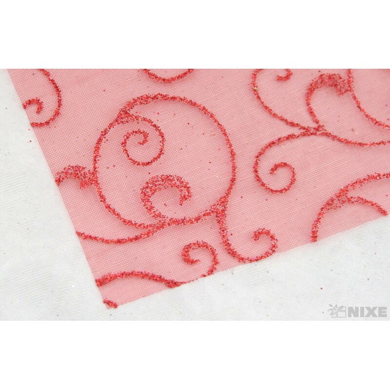 ORGANZA GLITR 38 12cmx10yd*ČERVENÁ