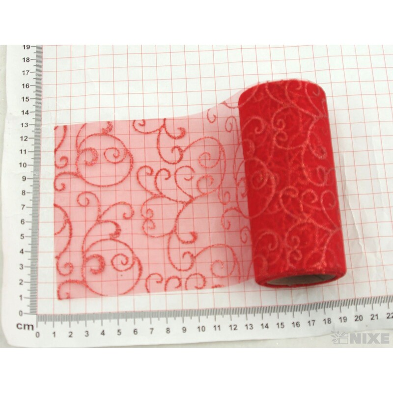 ORGANZA GLITR 38 12cmx10yd*ČERVENÁ