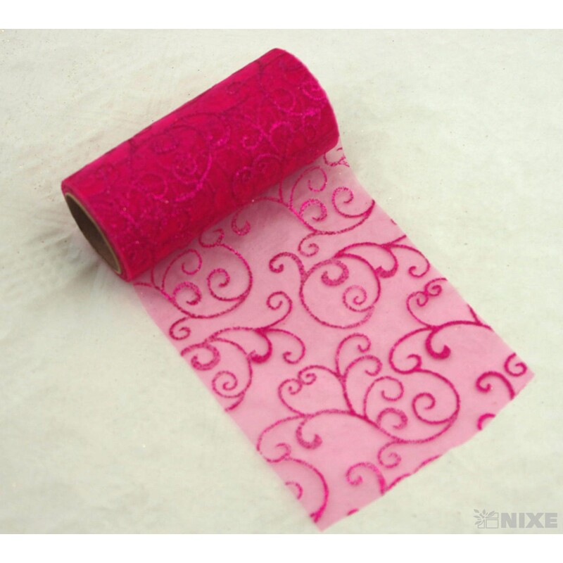 ORGANZA GLITR 38 12cmx10yd*RŮŽOVÁ TM.