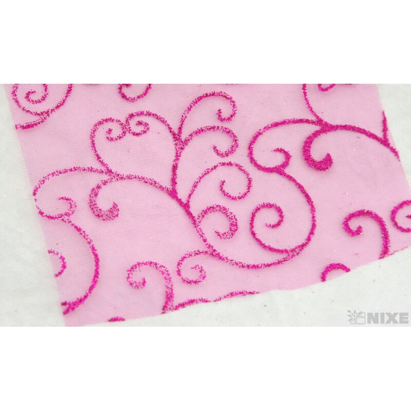 ORGANZA GLITR 38 12cmx10yd*RŮŽOVÁ TM.