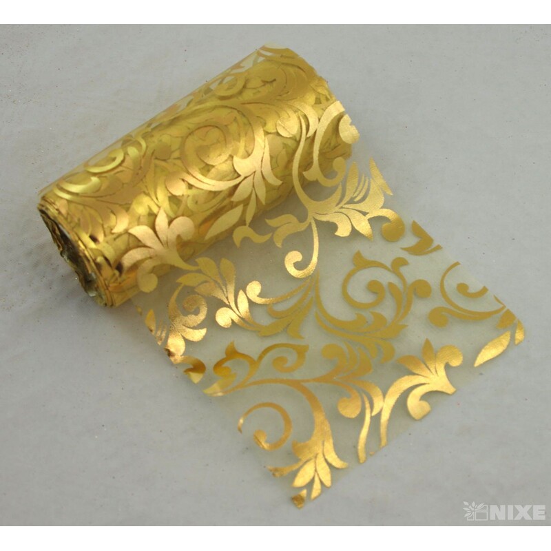 ORGANZA TISK 40 12cmx10yd*ZLATÁ