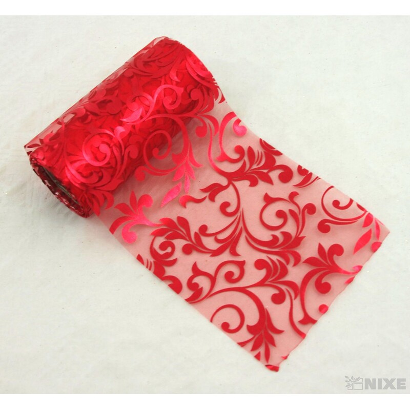 ORGANZA TISK 40 12cmx10yd*ČERVENÁ