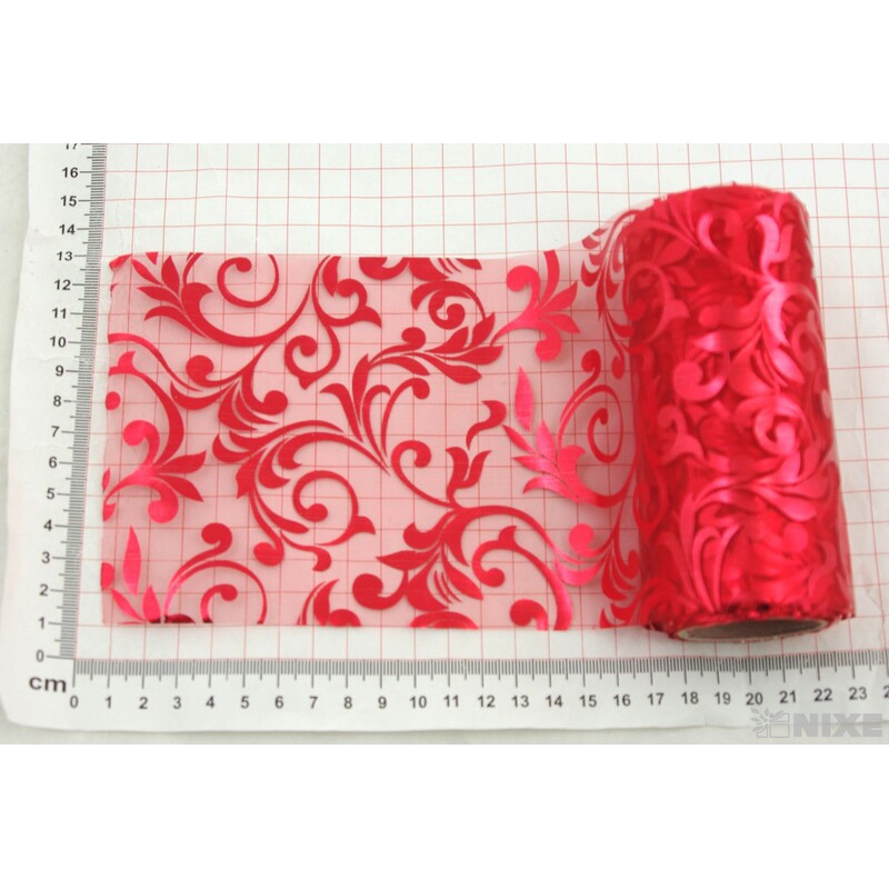 ORGANZA TISK 40 12cmx10yd*ČERVENÁ