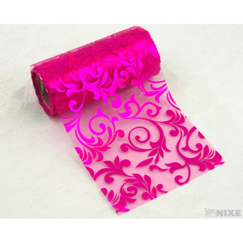 ORGANZA TISK 40 12cmx10yd*RŮŽOVÁ TM.