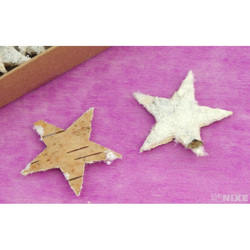 HVĚZDA DŘEVO 4,5cm 60ks*BÍLÁ