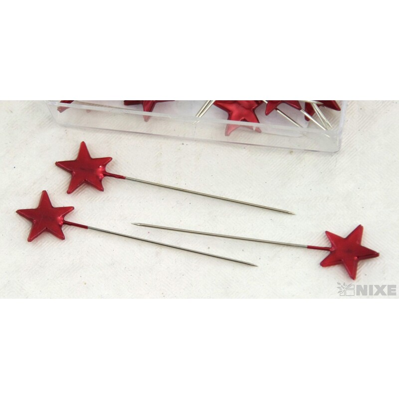 ŠPENDLÍK HVĚZDA 15mmx6cm 40ks*ČERVENÁ