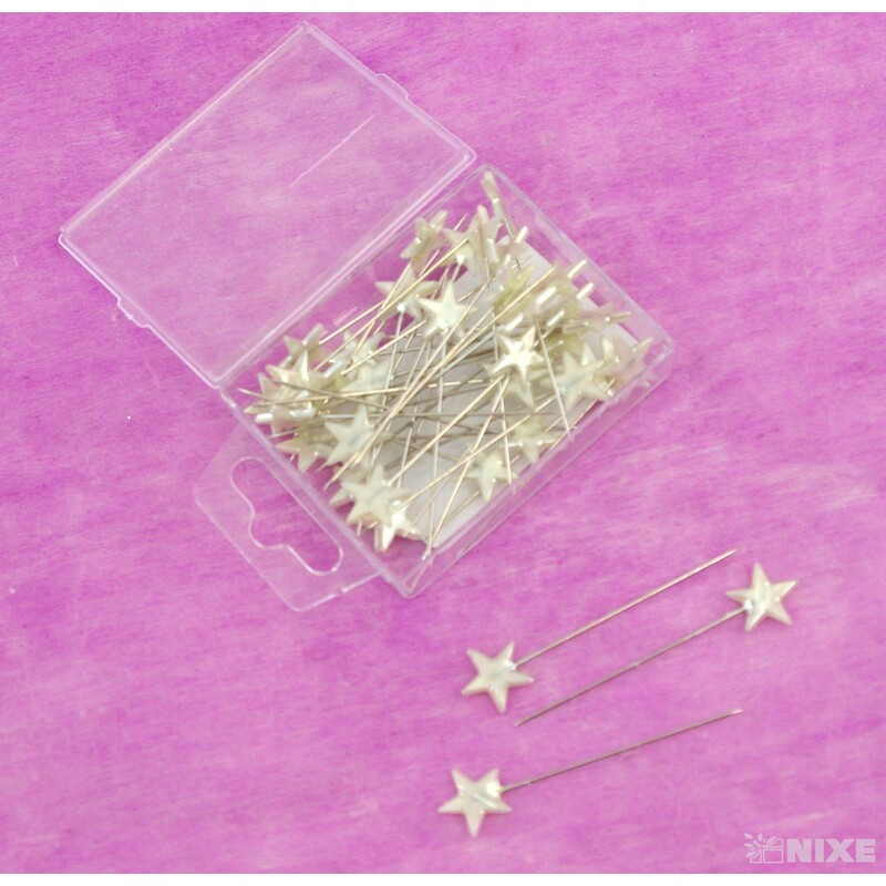 ŠPENDLÍK HVĚZDA 15mmx6cm 40ks*KRÉMOVÁ