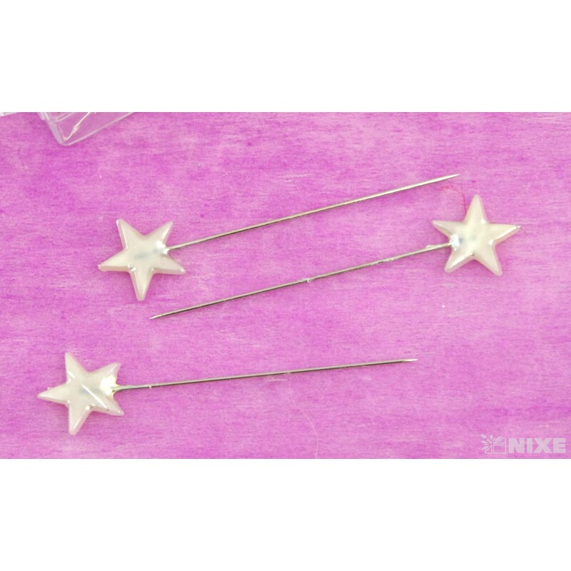 ŠPENDLÍK HVĚZDA 15mmx6cm 40ks*KRÉMOVÁ