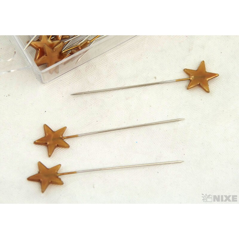 ŠPENDLÍK HVĚZDA 15mmx6cm 40ks*ZLATÁ