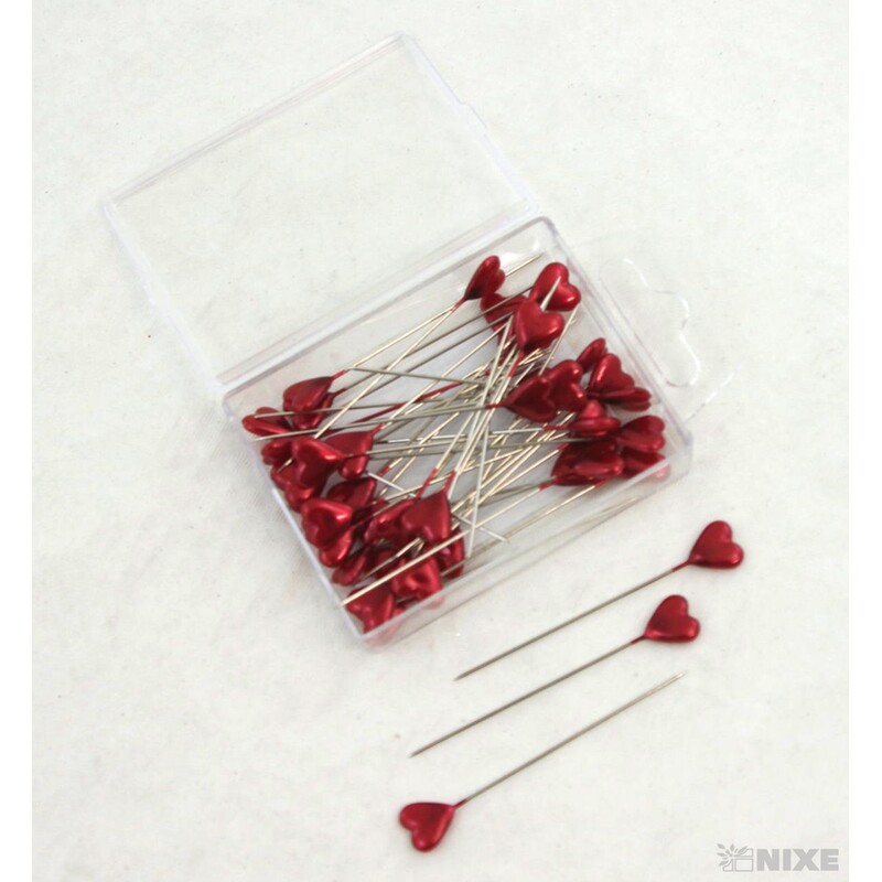 ŠPENDLÍK SRDCE 10mmx6cm 40ks*ČERVENÁ