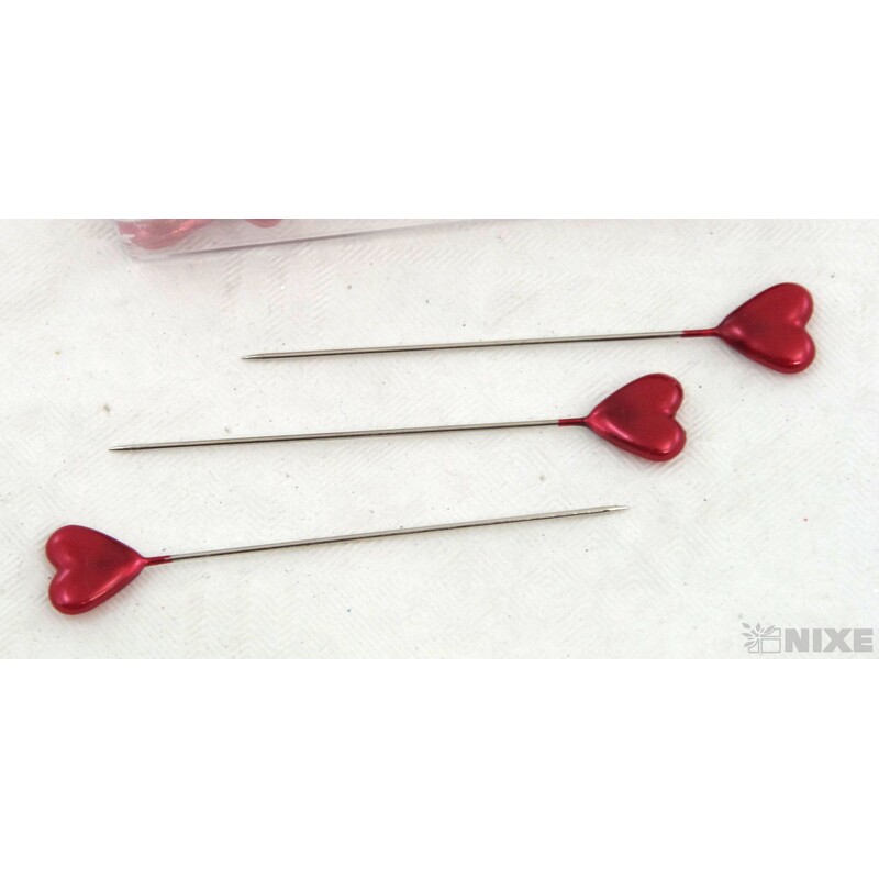 ŠPENDLÍK SRDCE 10mmx6cm 40ks*ČERVENÁ