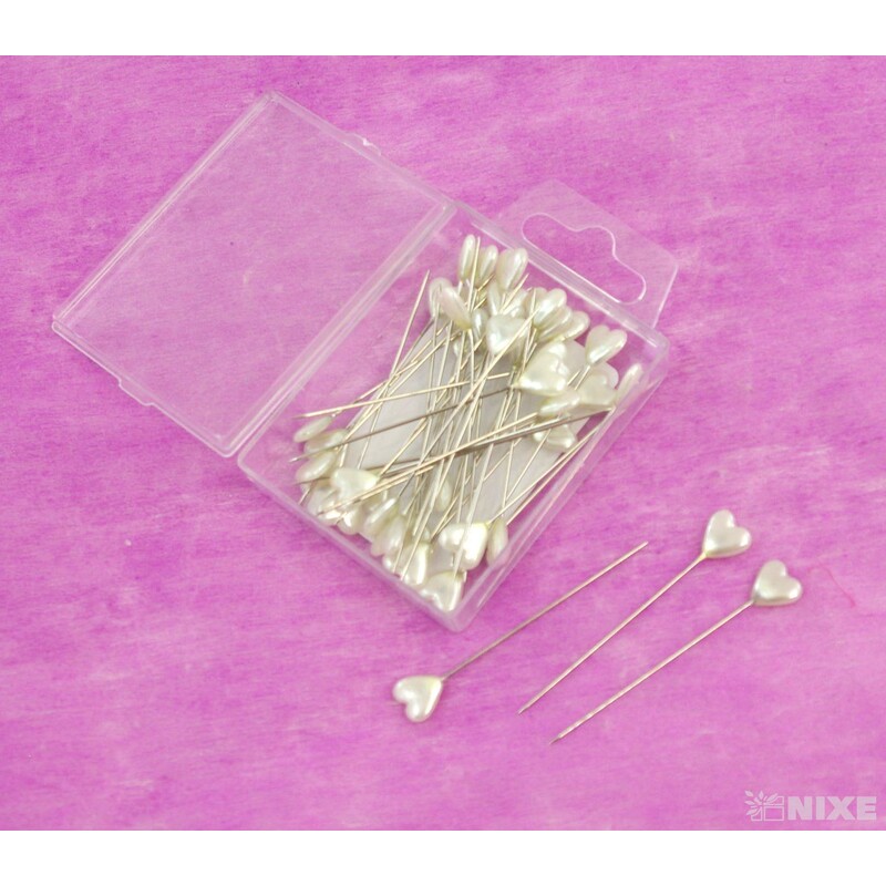 ŠPENDLÍK SRDCE 10mmx6cm 40ks*KRÉMOVÁ