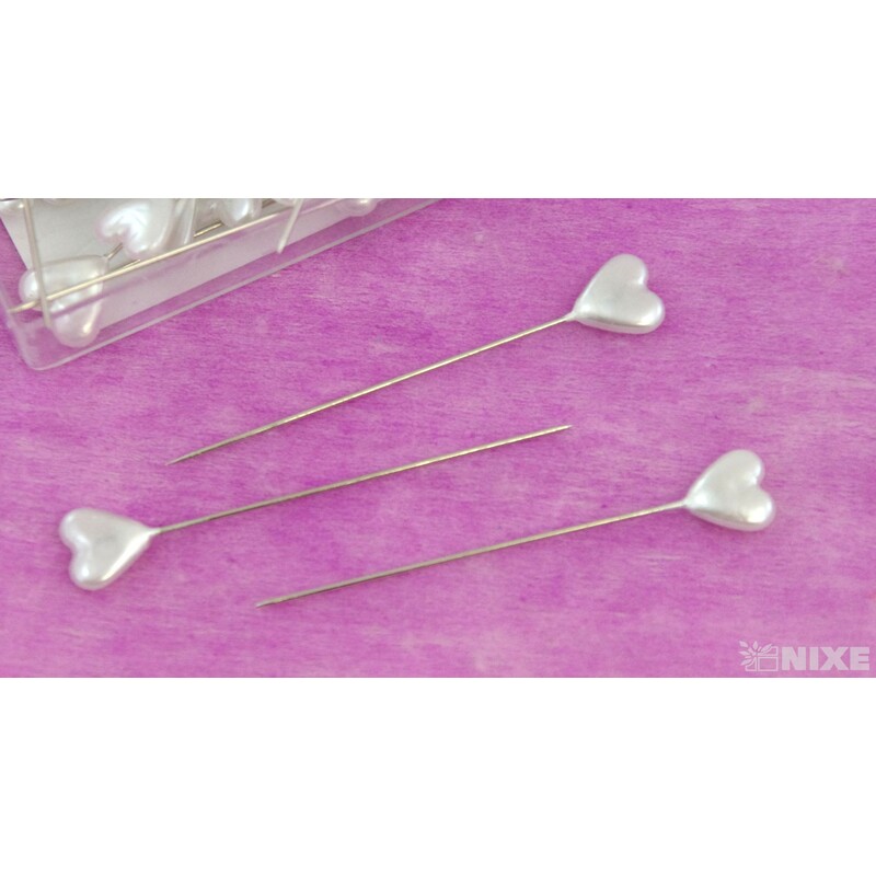 ŠPENDLÍK SRDCE 10mmx6cm 40ks*BÍLÁ