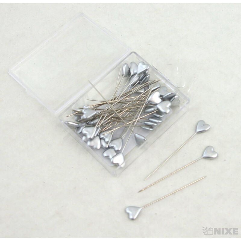 ŠPENDLÍK SRDCE 10mmx6cm 40ks*STŘÍBRNÁ