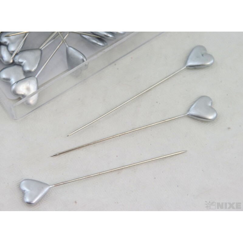 ŠPENDLÍK SRDCE 10mmx6cm 40ks*STŘÍBRNÁ