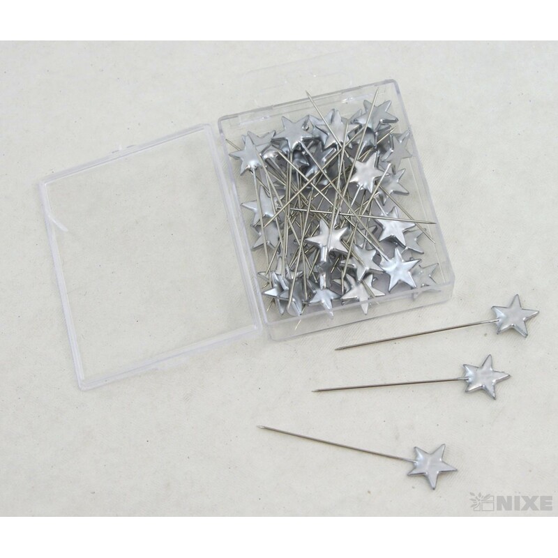ŠPENDLÍK HVĚZDA 15mmx6cm 40ks*STŘÍBRNÁ