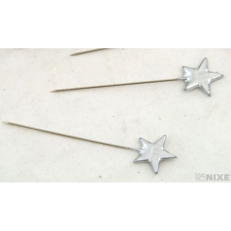 ŠPENDLÍK HVĚZDA 15mmx6cm 40ks*STŘÍBRNÁ