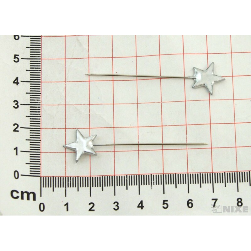 ŠPENDLÍK HVĚZDA 15mmx6cm 40ks*STŘÍBRNÁ