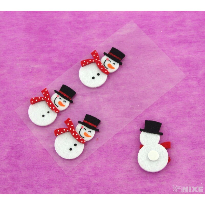 SNĚHULÁK FILC NALEP 4ks 5x3cm*MIX BAREV