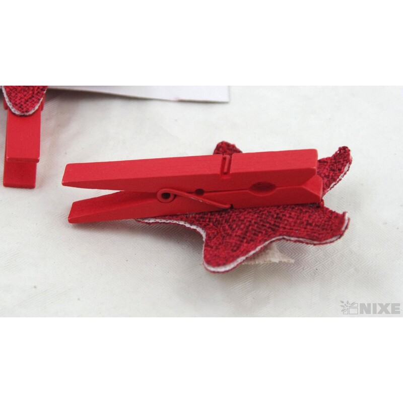 OZDOBNÝ KOLÍČEK HVĚZDA 6cm 3ks*ČERVENÁ