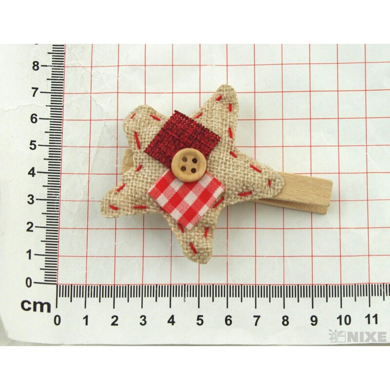 OZDOBNÝ KOLÍČEK HVĚZDA 6cm 3ks*ČERVENÁ