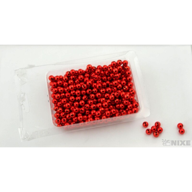 KORÁLKY 8mm 100g METAL*ČERVENÁ