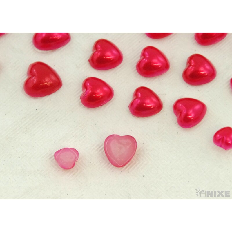 SRDCE AKRYL 0,5-1cm 84ks NALEPOVACÍ*ČERVENÁ