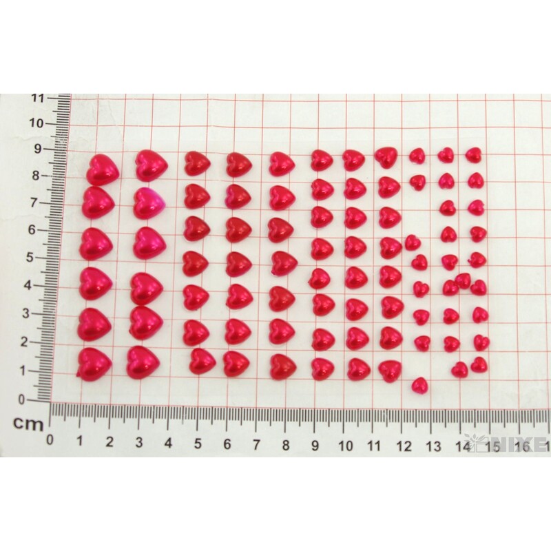 SRDCE AKRYL 0,5-1cm 84ks NALEPOVACÍ*ČERVENÁ