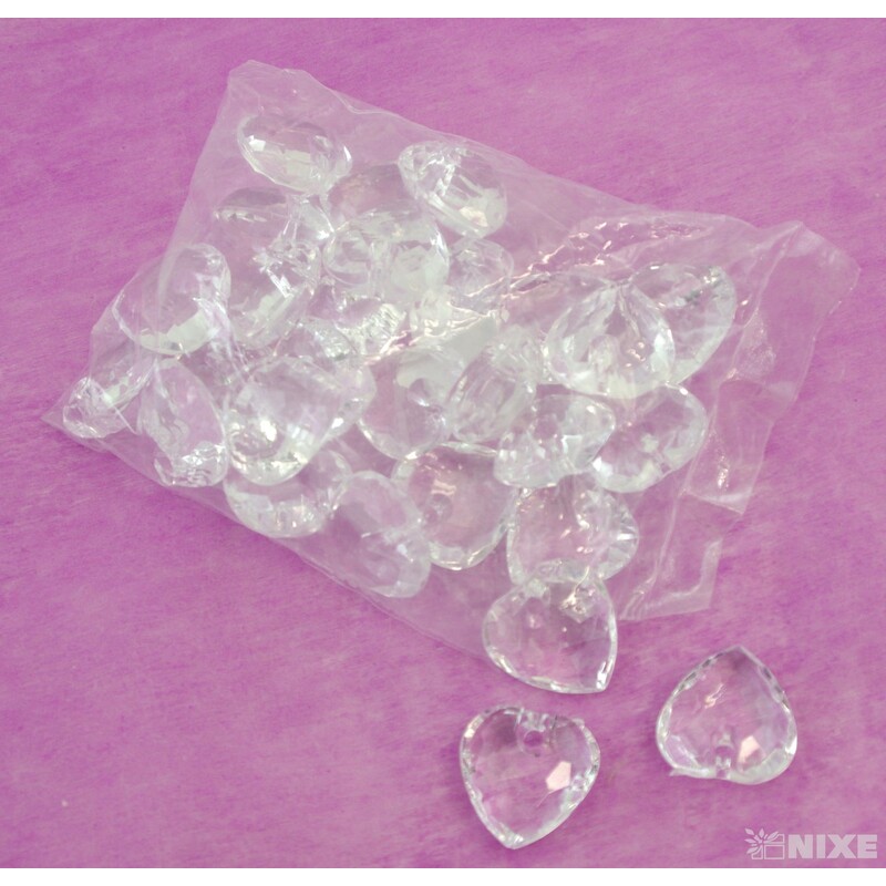 SRDCE NAVL. AKRYL 4cm 28ks*PRŮHLEDNÁ