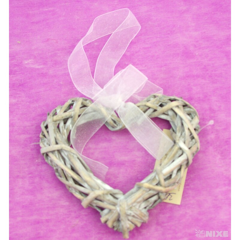 ZÁVĚS SRDCE 14cm*BÍLÁ+ŠEDÁ