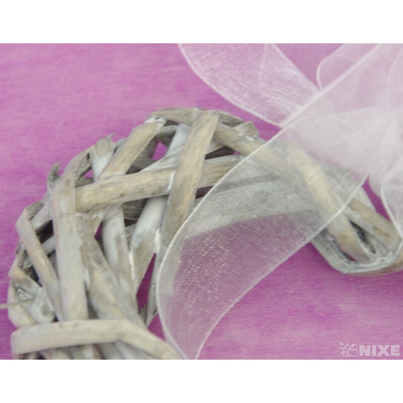 ZÁVĚS SRDCE 14cm*BÍLÁ+ŠEDÁ