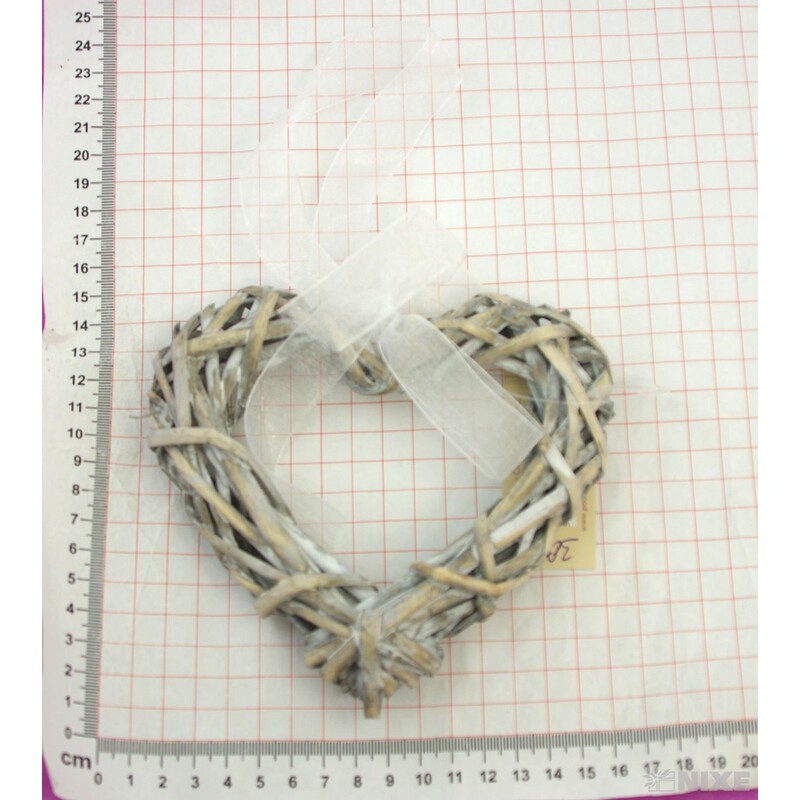 ZÁVĚS SRDCE 14cm*BÍLÁ+ŠEDÁ