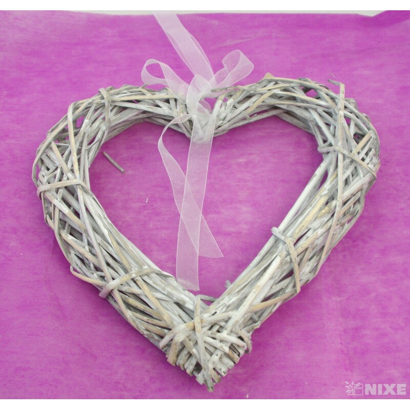 ZÁVĚS SRDCE 35cm*BÍLÁ+ŠEDÁ