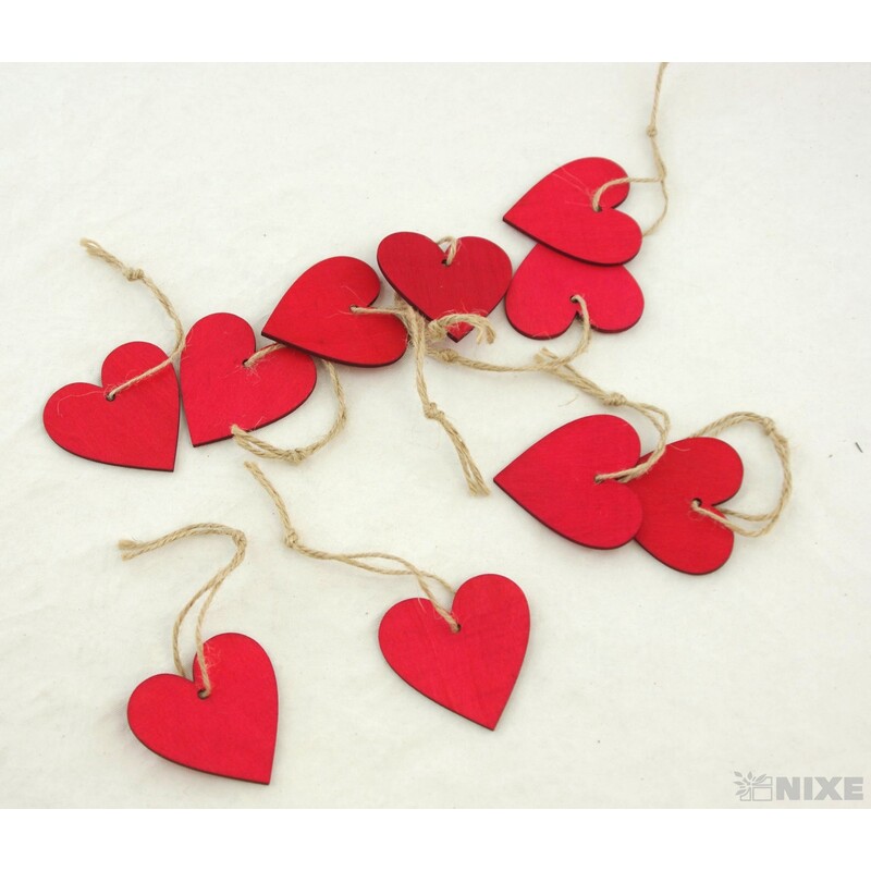 ZÁVĚS SRDCE 10ks 5,5cm*ČERVENÁ