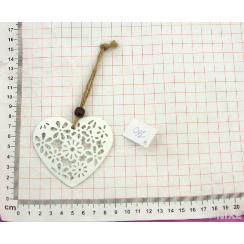 ZÁVĚS SRDCE PLECH 7cm*BÍLÁ