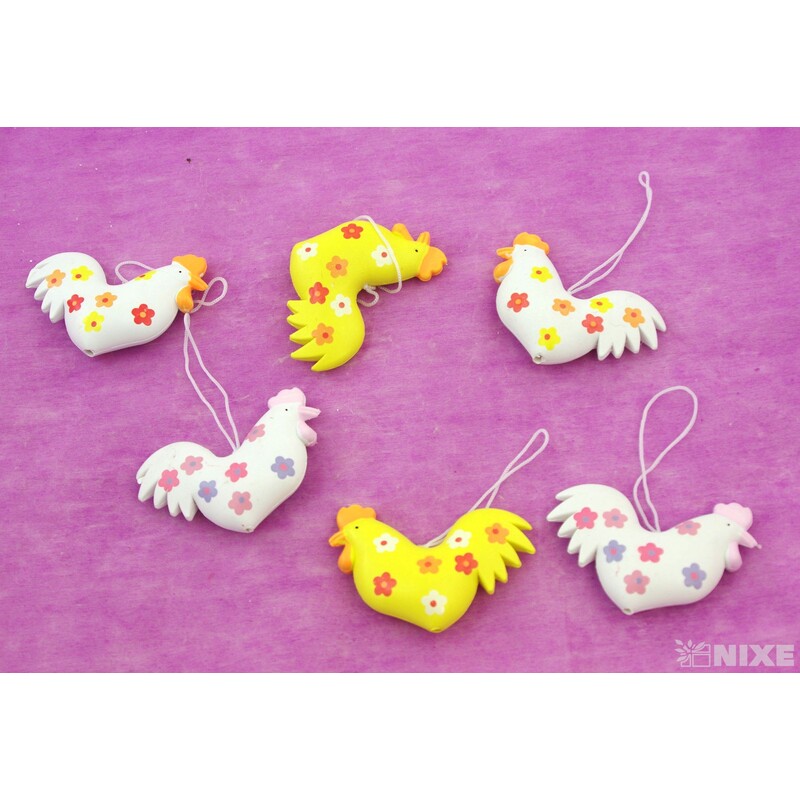 ZÁVĚS KOHOUT 7x6 6ks*MIX BAREV