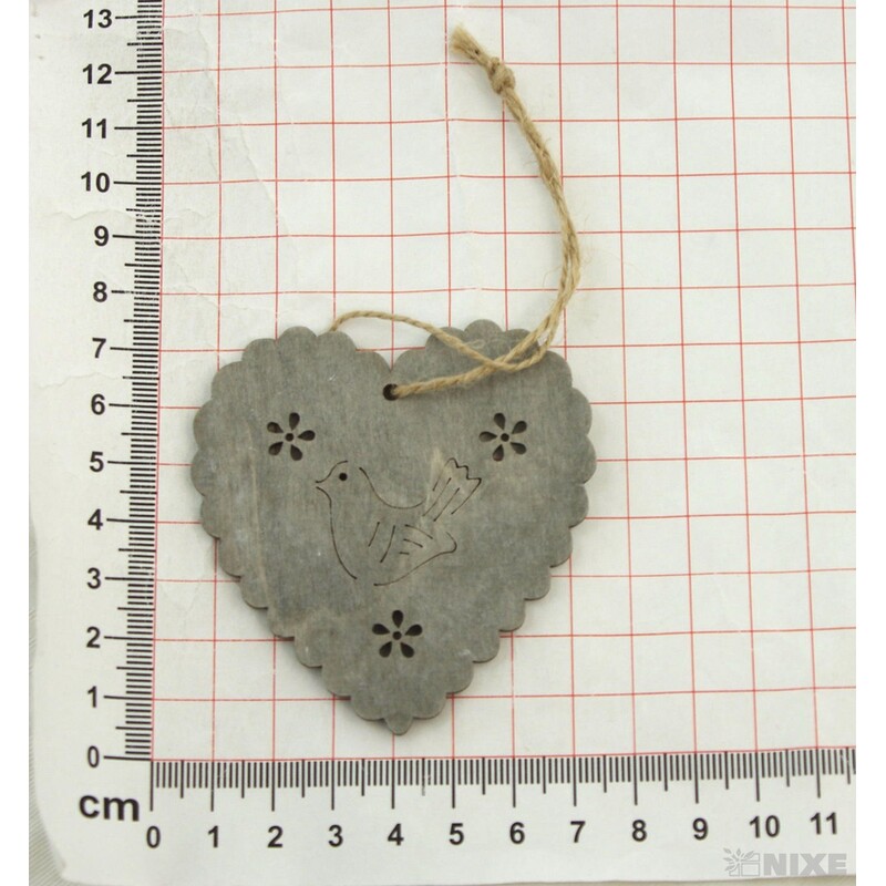 ZÁVĚS D SRDCE 6ks 7x6cm*ŠEDÁ