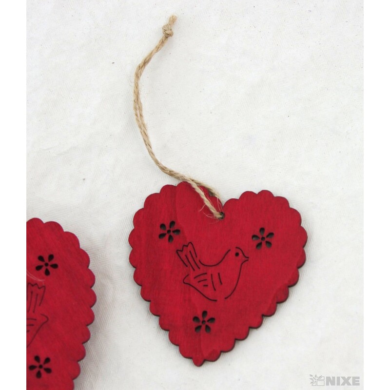ZÁVĚS D SRDCE 6ks 7x6cm*ČERVENÁ