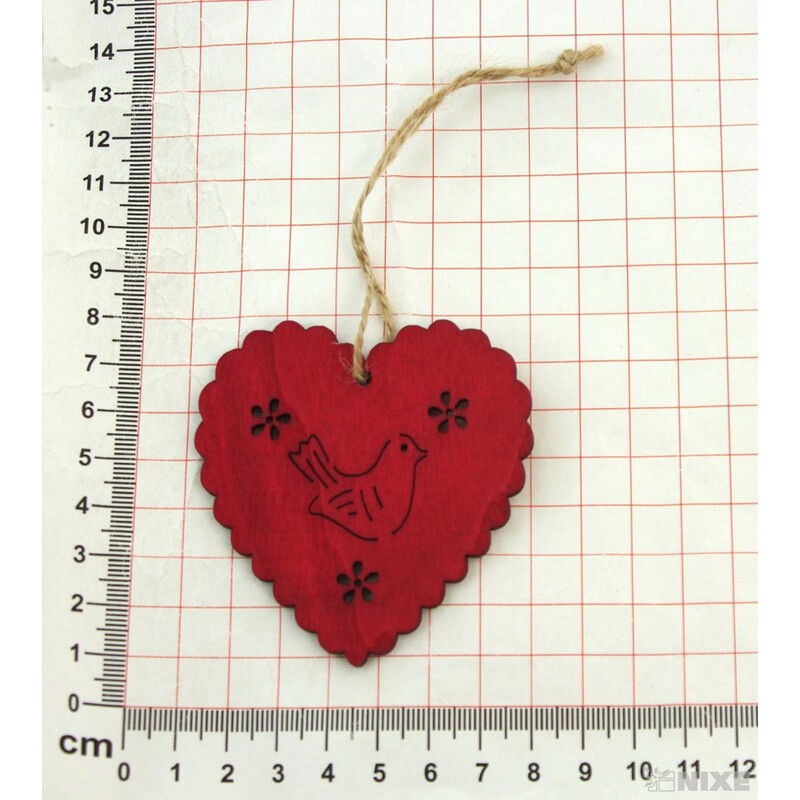 ZÁVĚS D SRDCE 6ks 7x6cm*ČERVENÁ