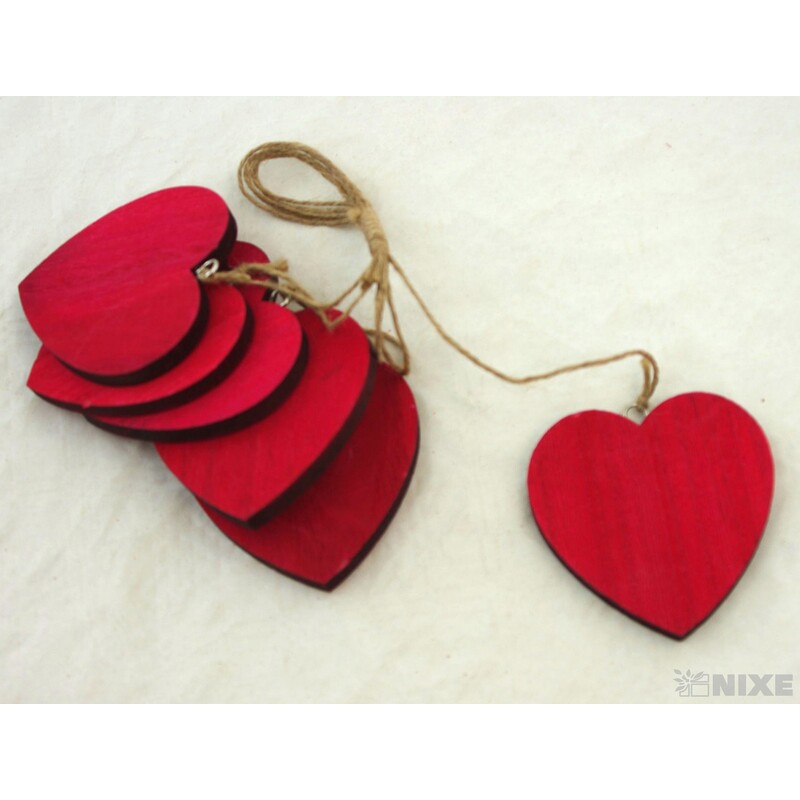 ZÁVĚS D SRDCE 6ks 8x8cm*ČERVENÁ