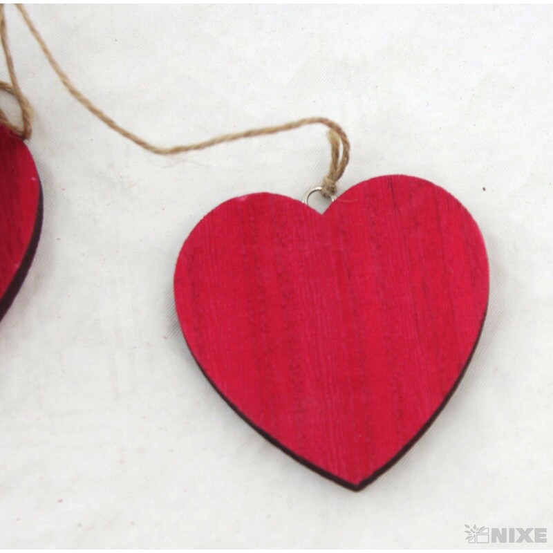 ZÁVĚS D SRDCE 6ks 8x8cm*ČERVENÁ