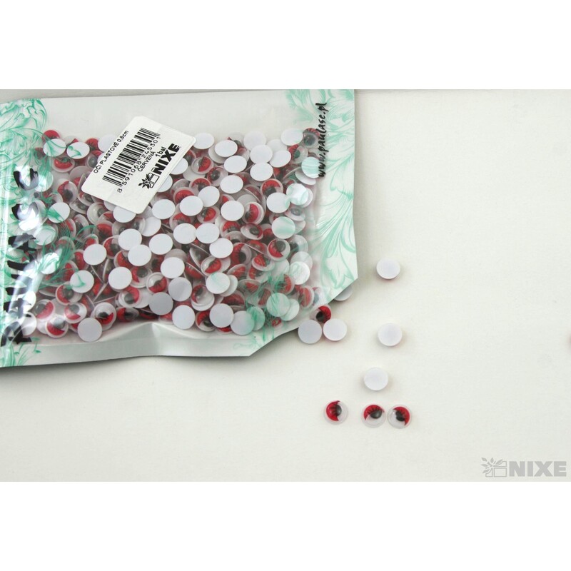 OČI PLASTOVÉ 0,8cm*ČERVENÁ