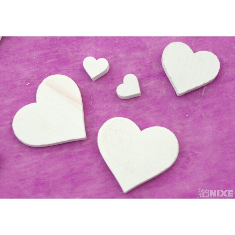 SRDCE DŘEVO 2-8cm 16ks*BÍLÁ