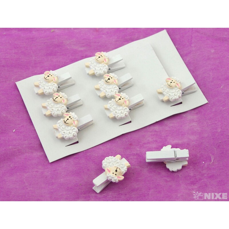 KOLÍČKY OVEČKA 3cm 9ks*BÍLÁ