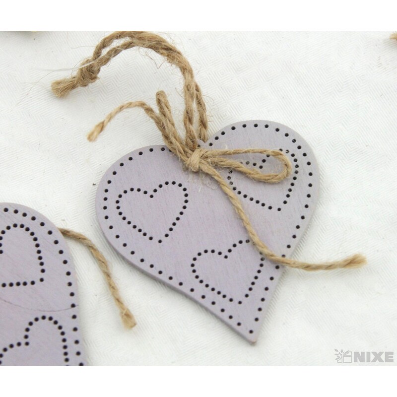 ZÁVĚS D SRDCE 8ks 6x6cm*ŠEDÁ