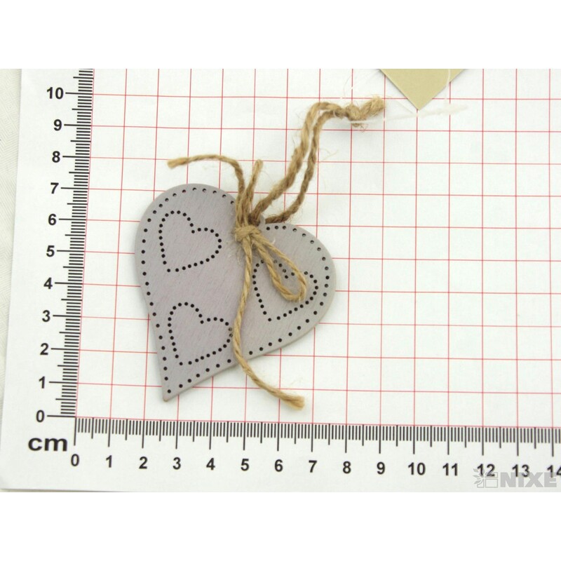 ZÁVĚS D SRDCE 8ks 6x6cm*ŠEDÁ