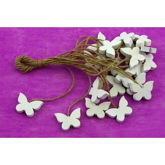MOTÝL NA PROVÁZKU 4cm 20ks*BÍLÁ