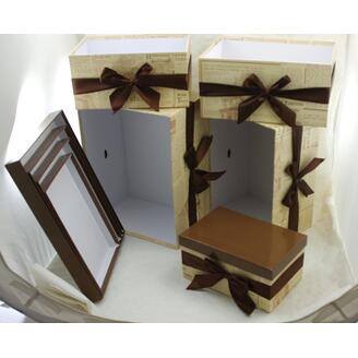 KRABICE 5ks 36x17x27cm 32x15x24 29x14x21 26x13x18 23x11x15*KRÉMOVÁ+HNĚDÁ