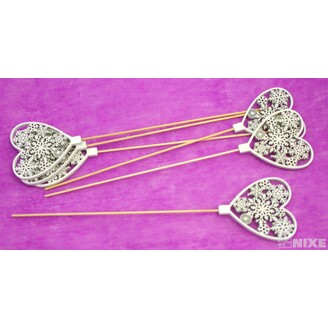 ZÁPICH D SRDCE 9x32cm 6ks*BÍLÁ